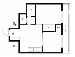 パークサイド南大井 2DKの間取図画像