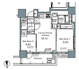 パークアクシス仲御徒町 2LDKの間取図画像