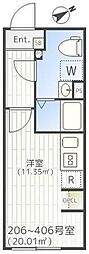 ザパークエクシア大崎 ワンルームの間取図画像