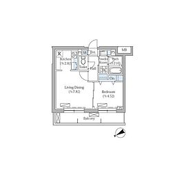 ロヴィーネ目黒東山 1LDKの間取図画像