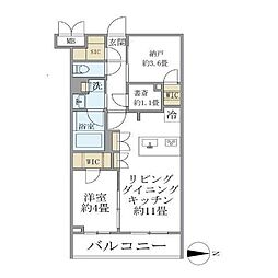 ラペルラ自由が丘2 1SLDKの間取図画像
