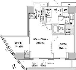 パークハビオ渋谷本町レジデンス 2LDKの間取図画像