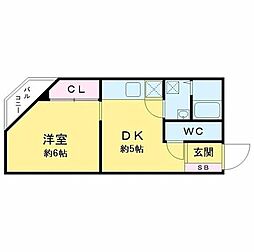 板倉マンション 1DKの間取図画像