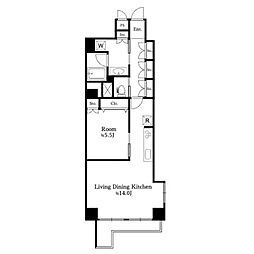 マンション広尾台 1LDKの間取図画像