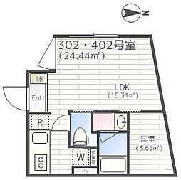 エミリア 1LDKの間取図画像