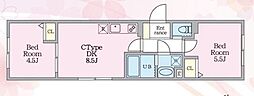 エルファーロ目黒III 2DKの間取図画像