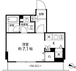 麻布十番レジデンス ワンルームの間取図画像