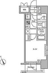 レジディア広尾2 1Kの間取図画像