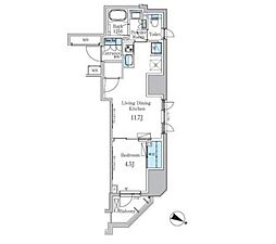 パークアクシス小伝馬町 1LDKの間取図画像
