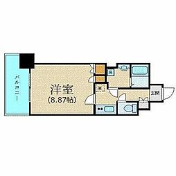 プラーズタワー東新宿 1Kの間取図画像