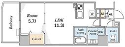 ベラオス白山 1LDKの間取図画像
