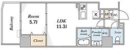 ベラオス白山 1LDKの間取図画像