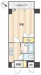 メインステージ不動前 1Kの間取図画像