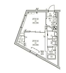 ベルシードステアー武蔵小山 2Kの間取図画像