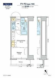プラウドフラット清澄通り 1DKの間取図画像