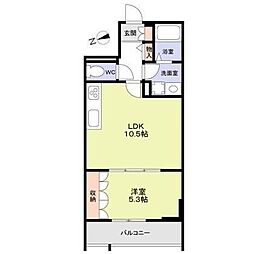 グリーントーシン 1LDKの間取図画像