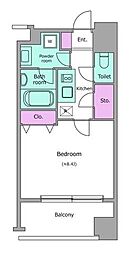 レジディア築地 1Kの間取図画像