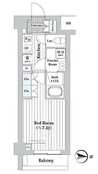 プレール・ドゥーク新宿West 1Kの間取図画像