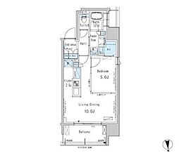 パークアクシス新御徒町イースト 1LDKの間取図画像