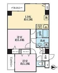 亀戸天神東スカイマンション 2LDKの間取図画像