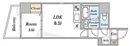 ベラオス白山 1LDKの間取図画像