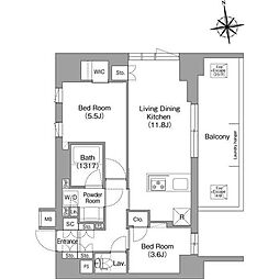 コンフォリア・リヴ西大島SOUTH 2LDKの間取図画像
