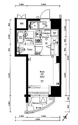 リクレイシア三田 1Kの間取図画像