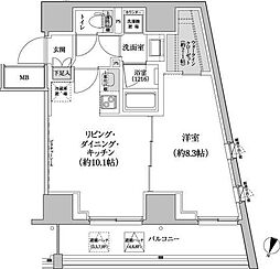 パークハビオ渋谷本町レジデンス 1LDKの間取図画像