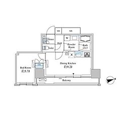 ベルファース芝浦タワー 1DKの間取図画像