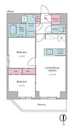 ワンルーフレジデンス上野御徒町 2LDKの間取図画像