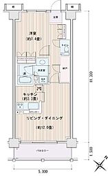 エスティメゾン豊洲レジデンスB棟 1LDKの間取図画像