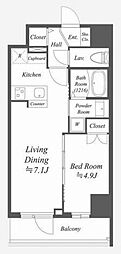AlphaPrime東陽町 1LDKの間取図画像