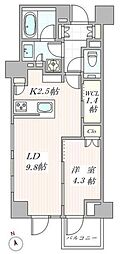 ブランズ六本木 1LDKの間取図画像