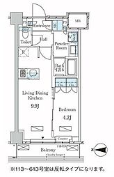 ラティエラ武蔵小杉 1LDKの間取図画像