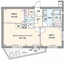 ジェノヴィア三軒茶屋グリーンヴェール 2LDKの間取図画像