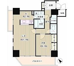 トレステージ目黒 1LDKの間取図画像