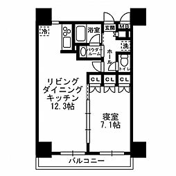 レジディア月島3 1LDKの間取図画像