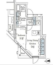 クレアティフ桜新町 1DKの間取図画像