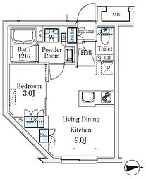 クレアティフ桜新町 1LDKの間取図画像