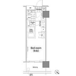パークハビオ赤坂タワー ワンルームの間取図画像