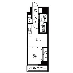 オークランス森下2 1DKの間取図画像