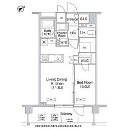 エミネンス高輪台 1LDKの間取図画像
