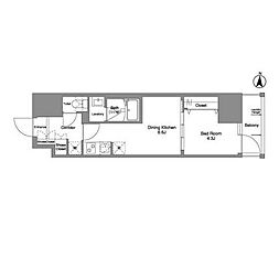 ダフィット錦糸町 1DKの間取図画像