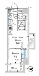 パークアクシス木場キャナルウエスト 1LDKの間取図画像