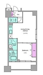 レジディア芝大門2 1LDKの間取図画像