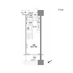 パークハビオ西新宿 ワンルームの間取図画像