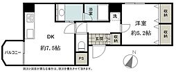メゾン・ド・ヴィレ赤坂 1DKの間取図画像