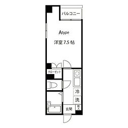 ブリヂネル堀留 1Kの間取図画像
