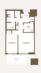 麻布台ヒルズ レジデンスB 1LDKの間取図画像