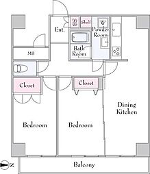 CRESCENTCOURT大森 2DKの間取図画像